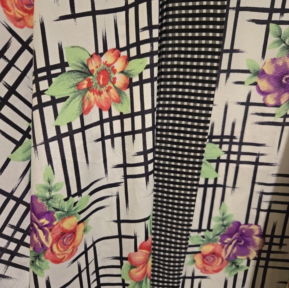 Vintage Victoria's Secret Gold Label Kimono Robe OS Floral & Gingham Cottage - Picture 4 of 6